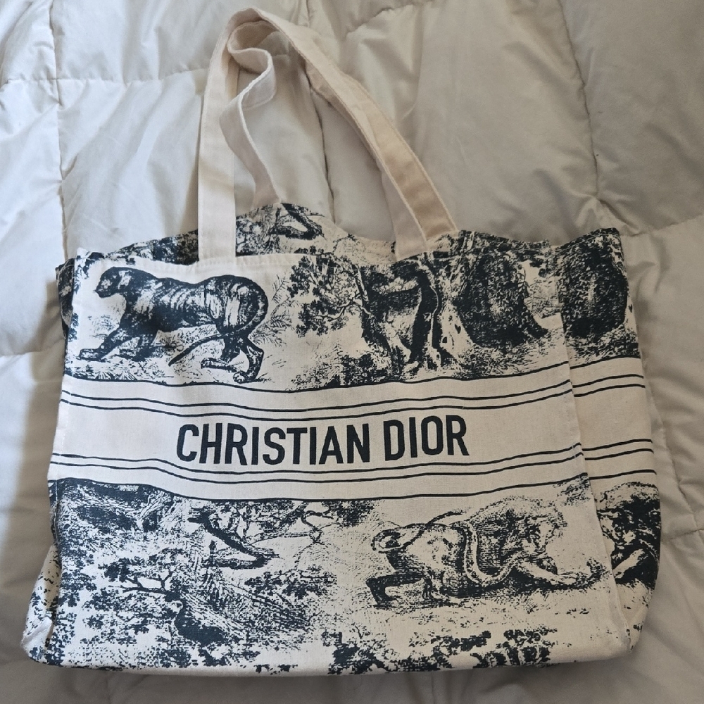 Dior Riviera Blue and Cream Tote Bag with Structured Design